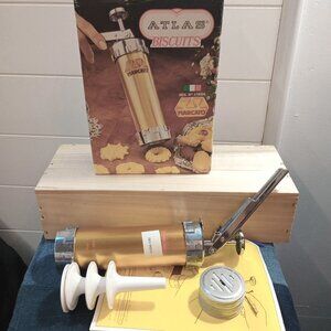 Marcato Atlas Biscuit Maker Italy Cookie Press Complete Set 178306 Vintage
